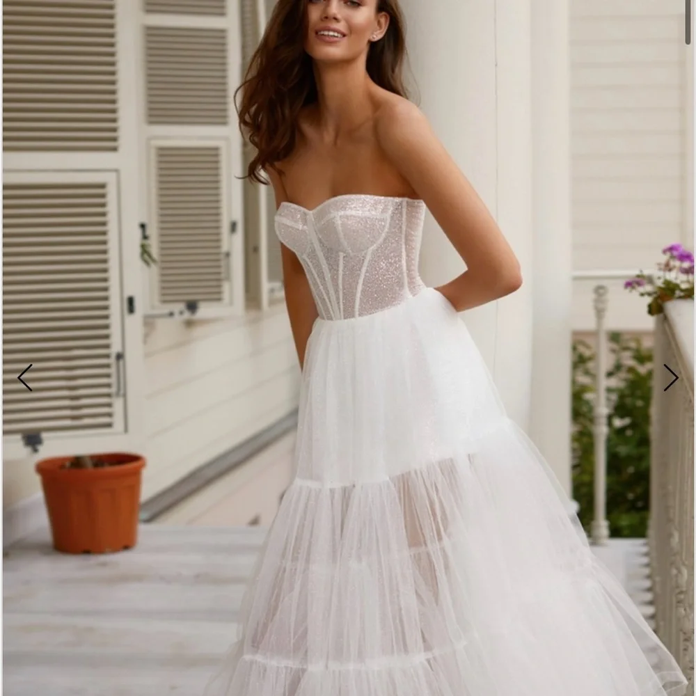 🌺SPARKLES MillaNova White Strapless Sweetheart Wedding Gown - Perfect 2nd Dress - Picture 1 of 10